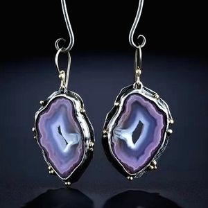 Unique Popular Retro sterling silver Amethyst earrings.